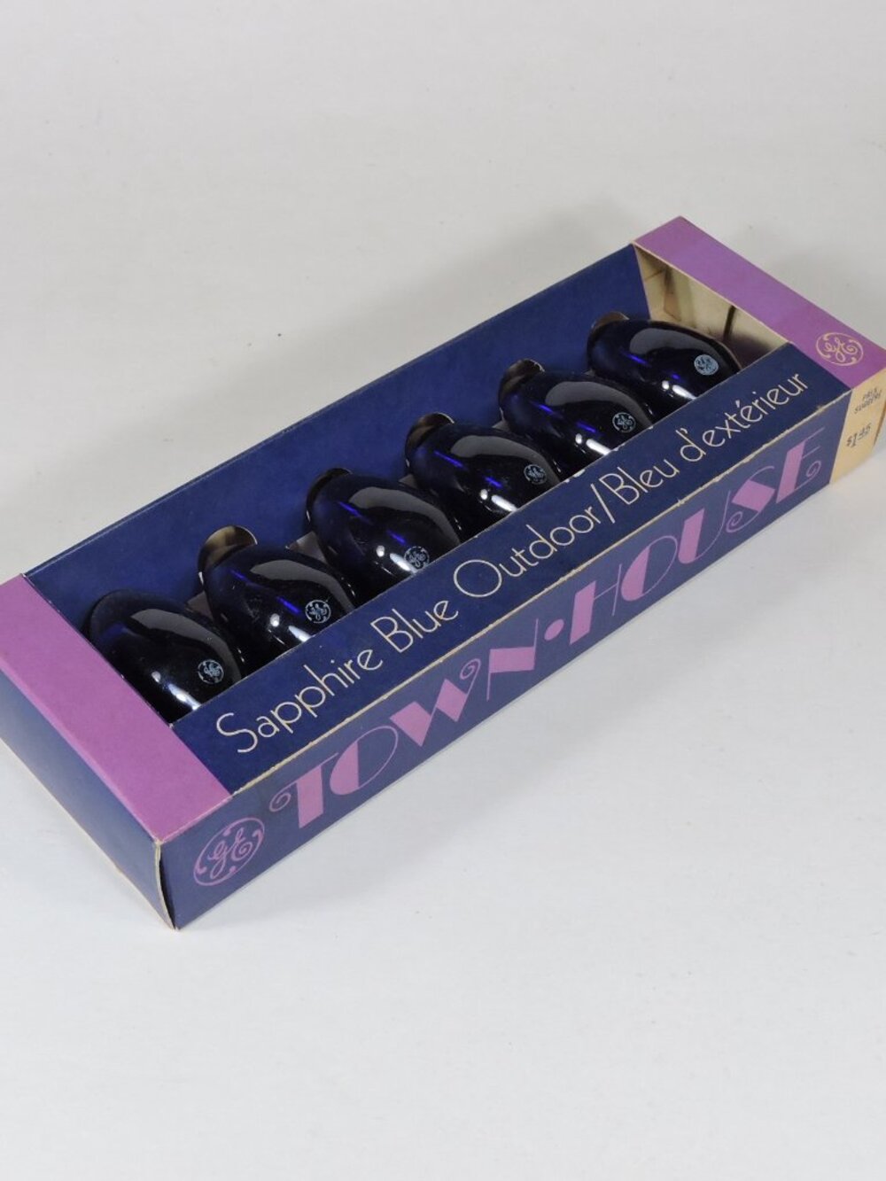 6 Vintage General Electric "Sapphire Blue" Outdoor Christmas Lights 1980's Era